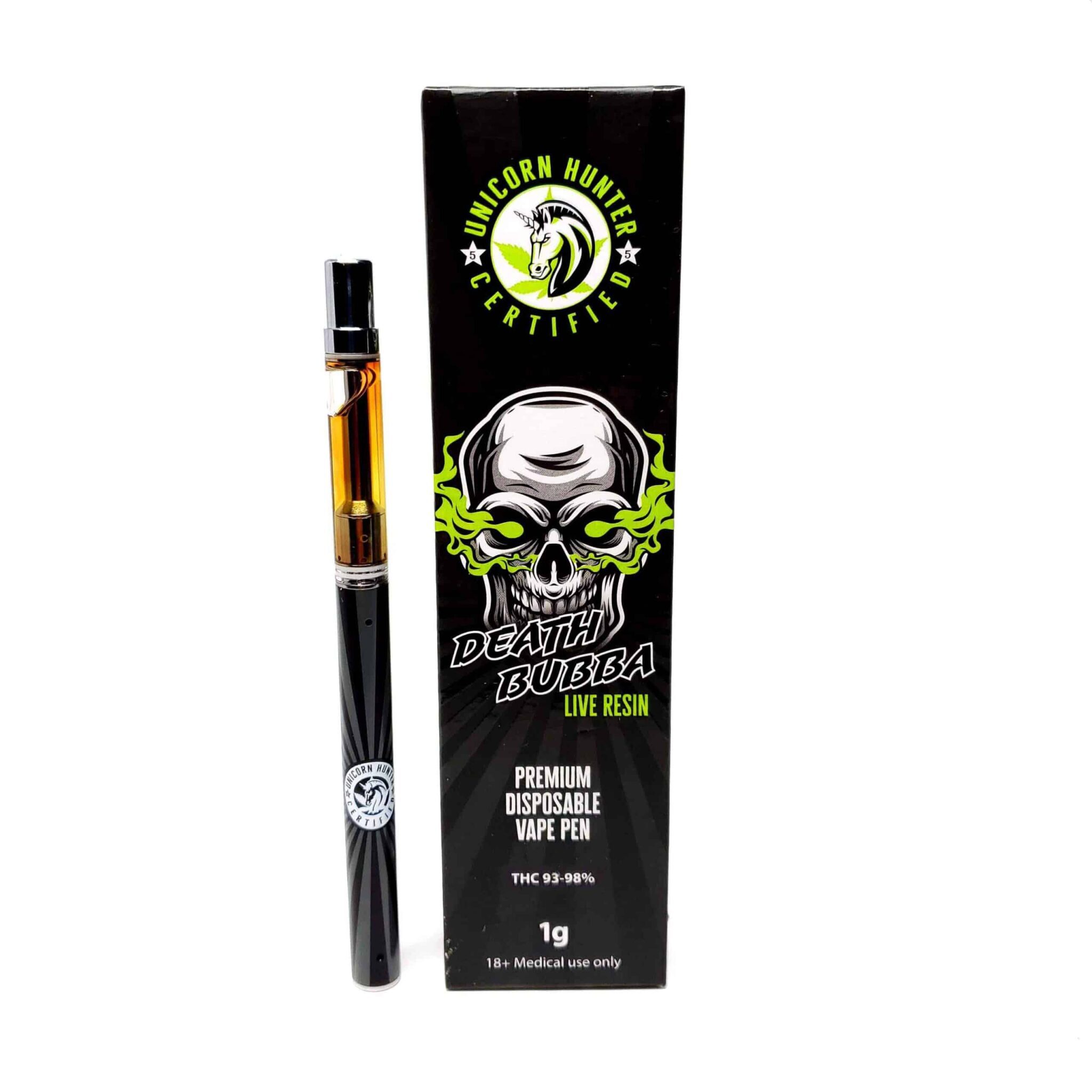 Death Bubba THC Live Resin Vape Pen - Unicorn Hunter - Blissful Cannabis AU